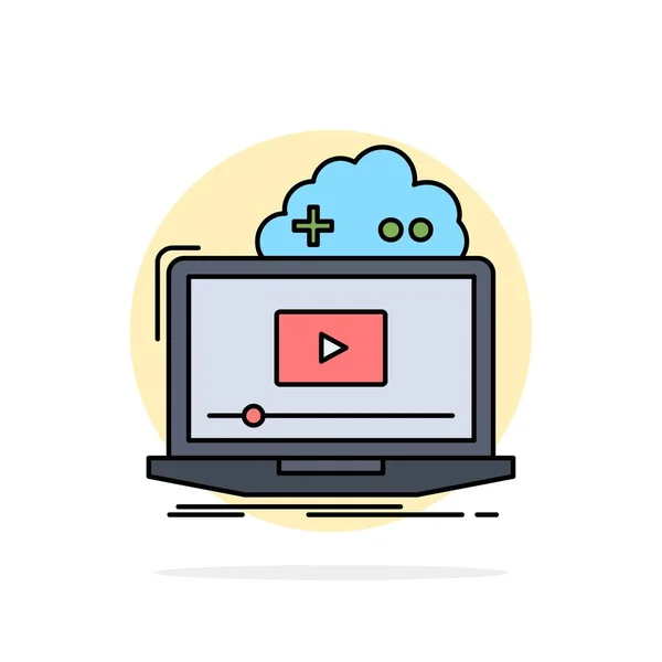 Chmura, gry, online, streaming, wideo płaski kolor ikona wektor — Wektor stockowy