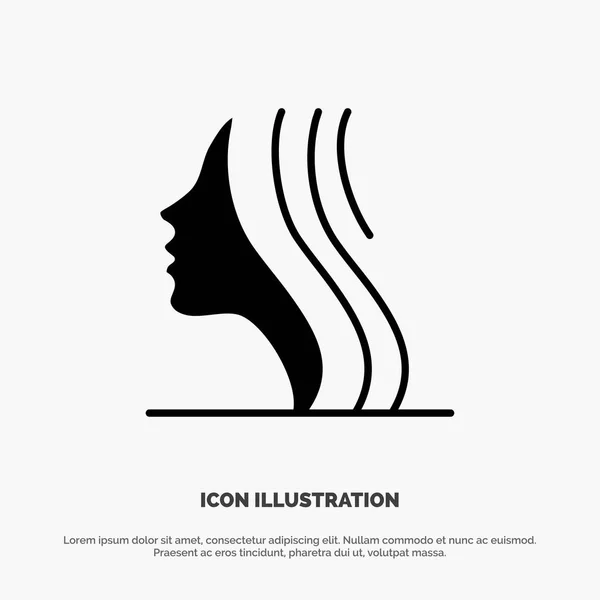 Mujer, Mujeres, Chicas, Cara sólida Glifo Negro Icono — Vector de stock