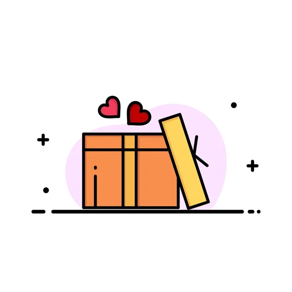Cadeau, amour, coeur, modèle de logo d'entreprise de mariage. Couleur plate — Image vectorielle