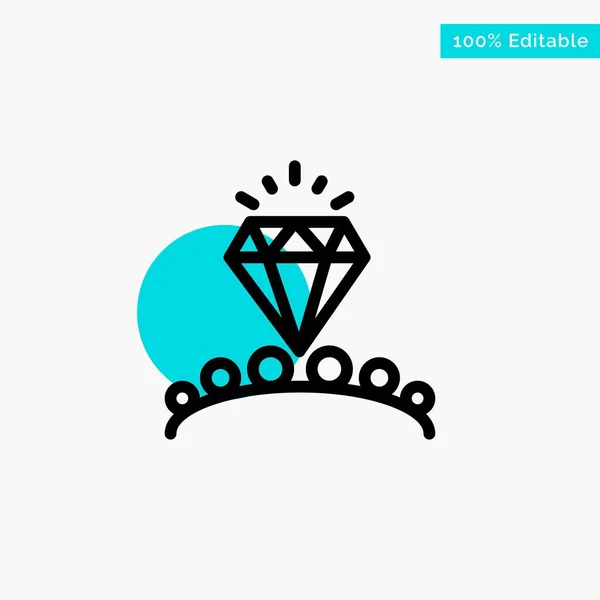 Diamond, Love, Heart, Wedding turquoise highlight circle point V — Stock Vector