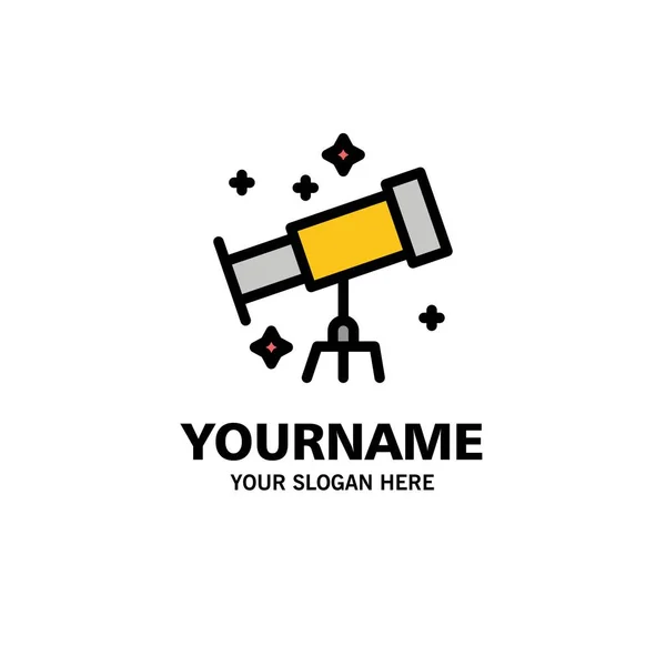 Astronaut, ruimte, telescoop Business logo sjabloon. Platte kleur — Stockvector