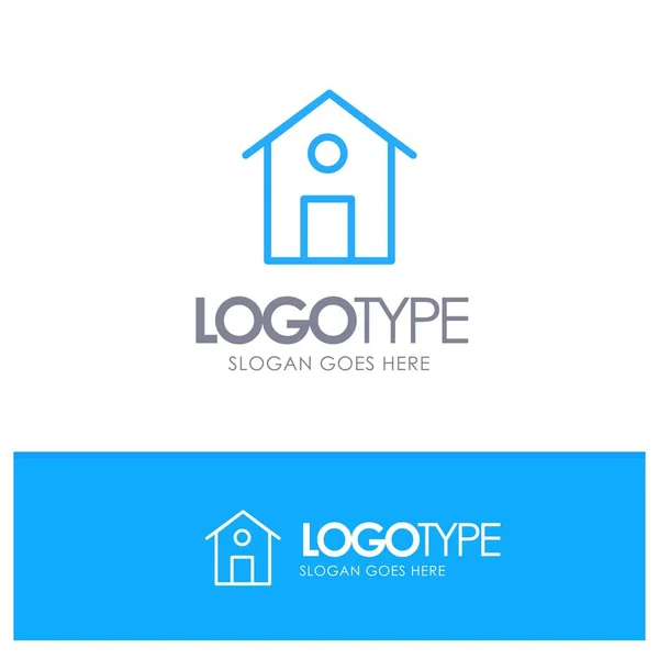 Domů, dům, stavební modrý obrys logo místo pro Tagline — Stockový vektor
