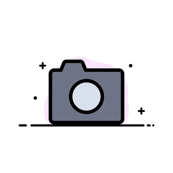 Cámara, imagen, foto, negocio básico línea plana llena icono Vect — Archivo Imágenes Vectoriales