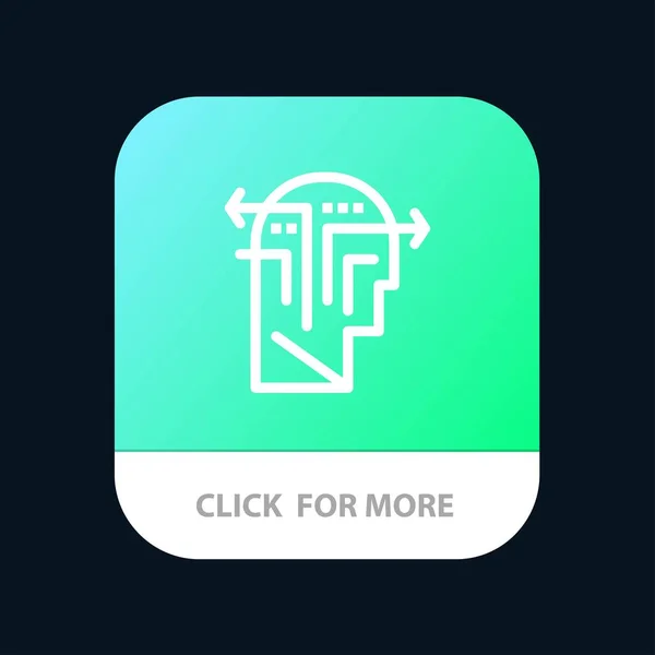 Estratégia, Pensar, Mente, Cabeça Mobile App Botão. Android e IO — Vetor de Stock