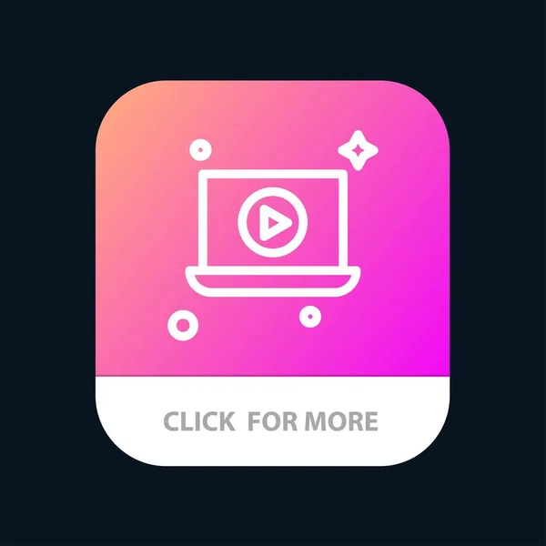 Laptop, Play, Video-App-Taste. Android- und ios-Linie — Stockvektor