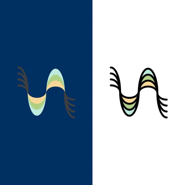 Fréquence, Hertz, Emplacement, Pression, Icônes sonores. Plat et ligne F — Image vectorielle