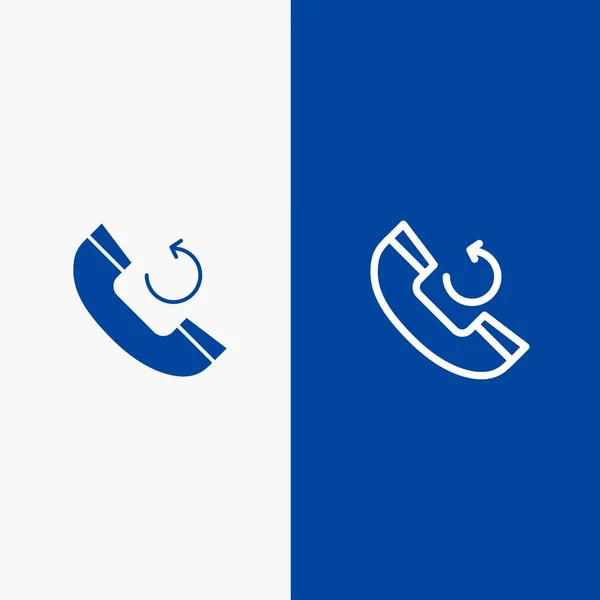 Oproep, telefoon, Terugbel lijn en glyph Solid icon blauwe banner lijn — Stockvector