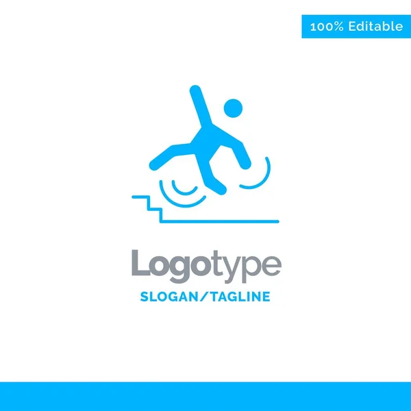 Business, Crash, Failed, Failure, Fall Blue Solid Logo Template.