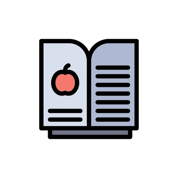 Book Apple, Science Flat Color Icon Vector icon banner Templat — стоковий вектор