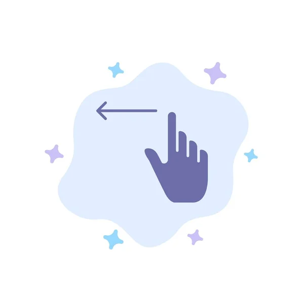 Finger, gester, hand, vänster Blå ikon på abstrakt moln Backgro — Stock vektor