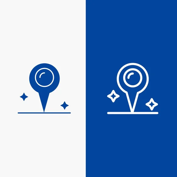 Harita Konum Marker Hattı Glyph Solid Simgesi Mavi Afiş Hattı — Stok Vektör