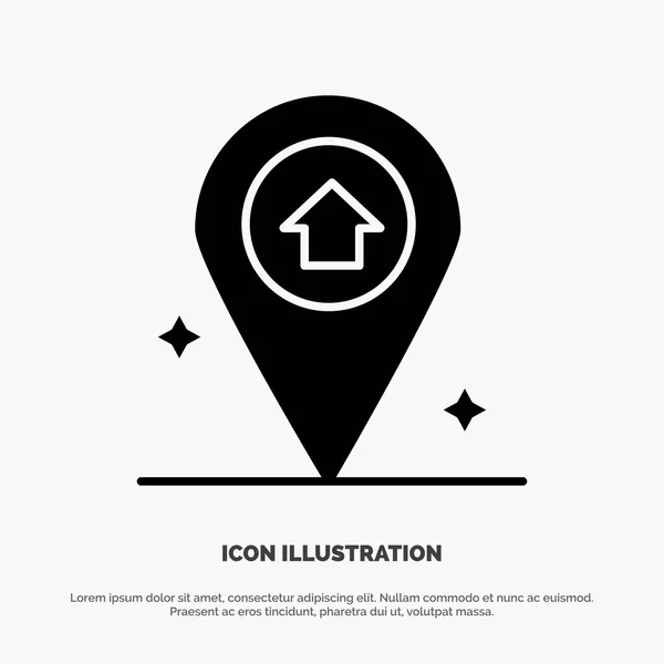 Karte, Navigation, Haus solide Glyphen-Symbol-Vektor — Stockvektor
