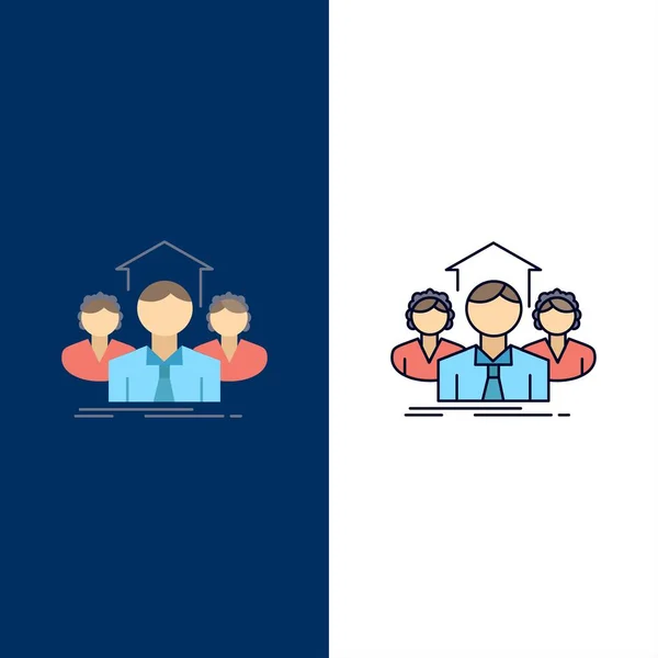 Équipe, Entreprise, travail d'équipe, groupe, réunion Flat Color Icon Vector — Image vectorielle