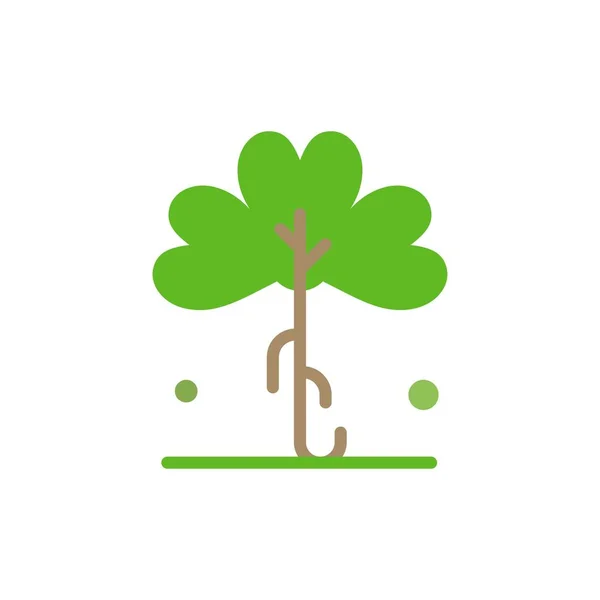 Τριφύλλι, πράσινο, Ιρλανδία, Ιρλανδικό, φυτό επίπεδη χρώμα Icon. Διάνυσμα — Διανυσματικό Αρχείο