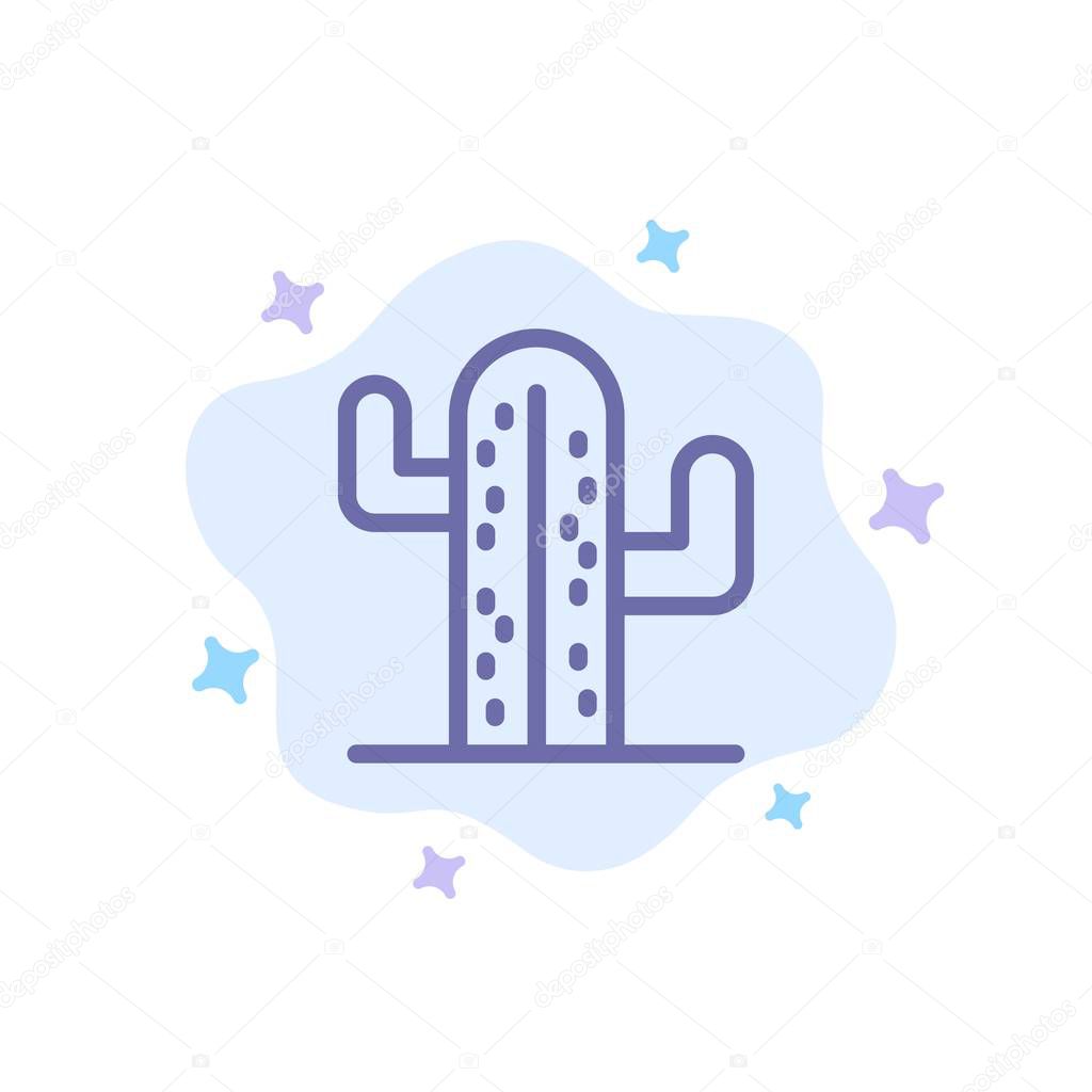 Cactus, Usa, Plant, American Blue Icon on Abstract Cloud Backgro