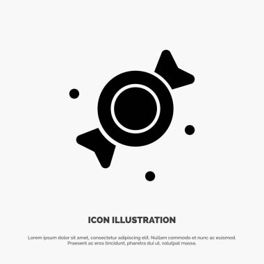Bonbon, Şeker, Tatlılar katı Glyph Icon vektör