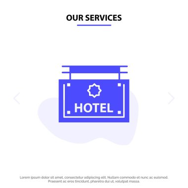 Hizmetlerimiz Otel, İşaret, Pano, Yön Katı Glyph Icon Web 