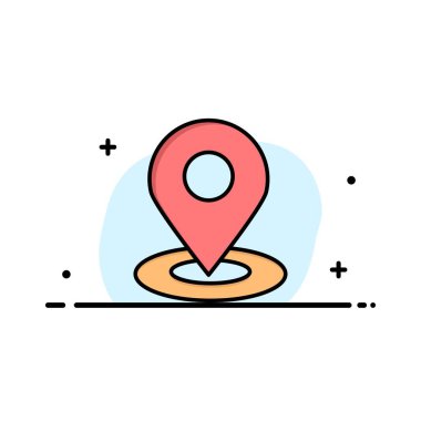 Konum, Harita, Pin, Otel İş Logo Şablonu. Düz Renk