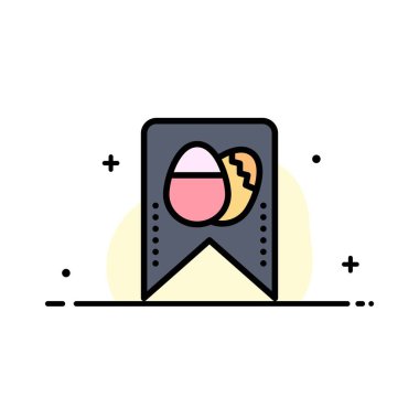 Etiket, Paskalya, Yumurta İş Düz Çizgi Dolu Simge Vektör Banner T