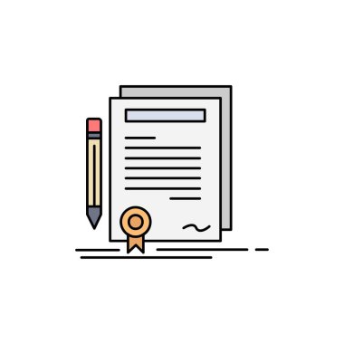 İş, sertifika, sözleşme, derece, belge Düz Renk Ico