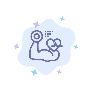 Büyüme, Kas, Kalp, Soyut Bulut Backgrou Mavi Simge Beat