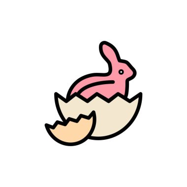 Tavşan, Paskalya, Bebek, Doğa Yassı Renk Simgesi. Vektör simgesi banne