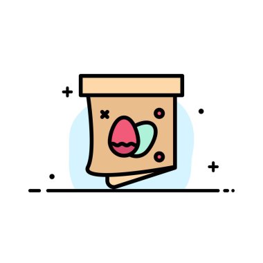 Yumurta, Hediye, Paskalya, Tatil İş Düz Hat Dolu Simge Vecto