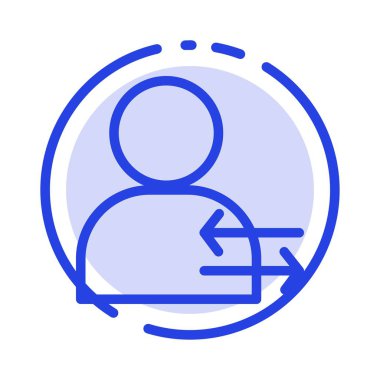 Adam, Ok, Sol, Sağ Mavi Noktalı Çizgi Simgesi