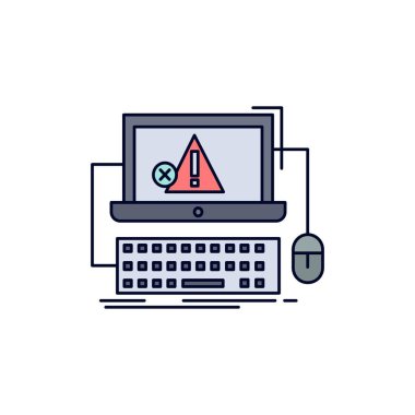 Bilgisayar, kilitlenme, hata, başarısızlık, sistem düz renk simge vektör