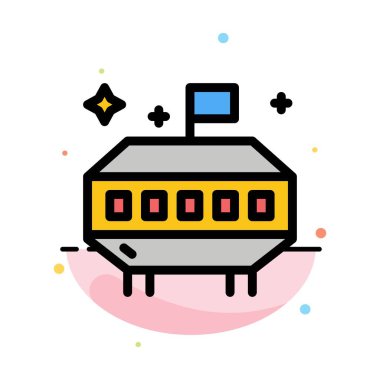 Astronomi, Uzay, Ufo Soyut Düz Renk Simgesi Şablonu