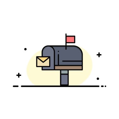 Posta, Kutu, Mesaj, E-posta İş Logo Şablonu. Düz Renk