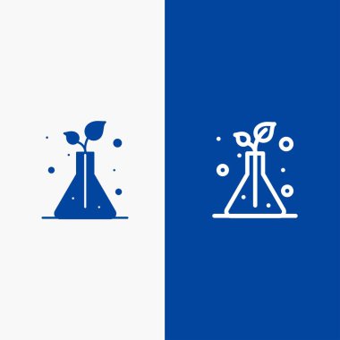 Bilim, Flask, Ağaçlar Hattı ve Glyph Katı simgesi Mavi afiş Hattı