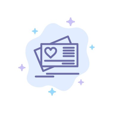 Kart, aşk, kalp, düğün mavi simge soyut bulut backgroun