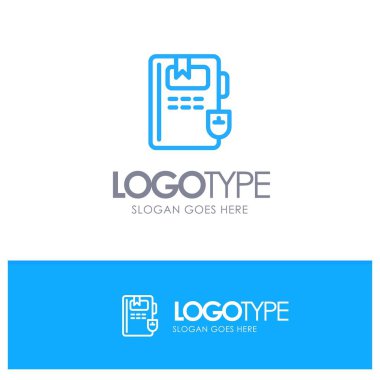 Kitap, Eğitim, Bilgi Mavi anahat Logo tagl için yer ile