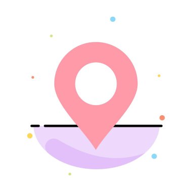 Konum, İşaretçi, Pin Soyut Düz Renk Simgesi Şablonu