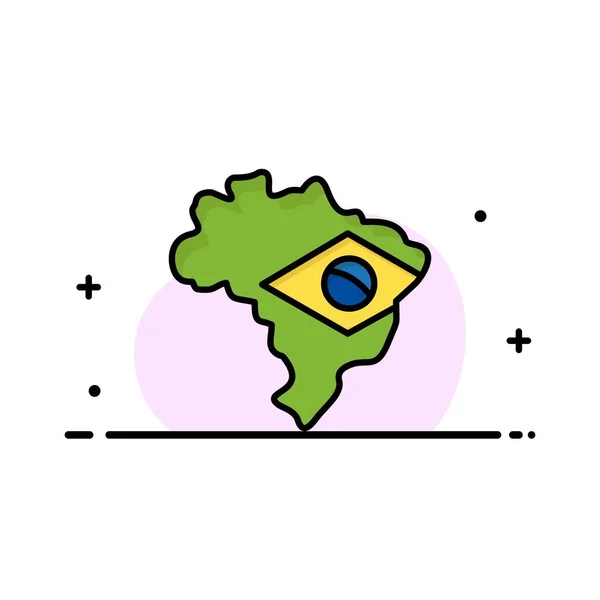 Map, Flag, Brazil Business Logo Template. Flat Color — Stock Vector