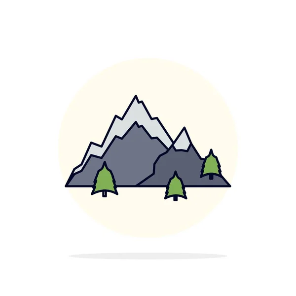 Mountain, landscape, hill, nature, tree Flat Color Icon Vector — Stock Vector