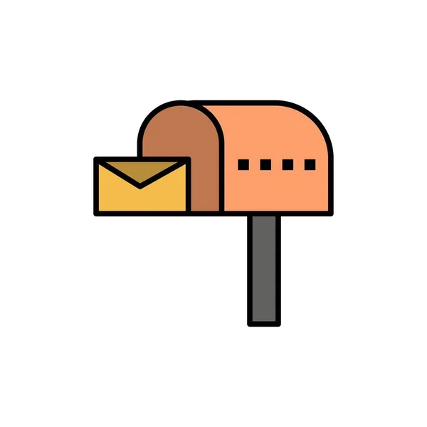 Γραμματοκιβώτιο, ηλεκτρονικό ταχυδρομείο, Θυρίδα, πλαίσιο σύμβολο επίπεδου χρώματος. Αποκλεισμός εικονιδίων διάνυσμα — Διανυσματικό Αρχείο