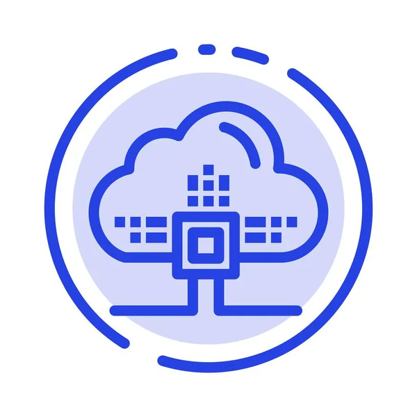 Icona di linea punteggiata blu scienza, basata su dati, nuvola, dati — Vettoriale Stock