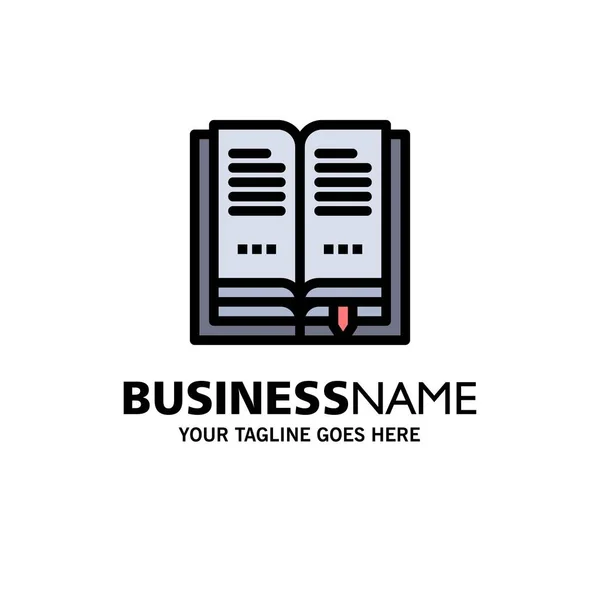 Boek, onderwijs, open business logo sjabloon. Platte kleur — Stockvector