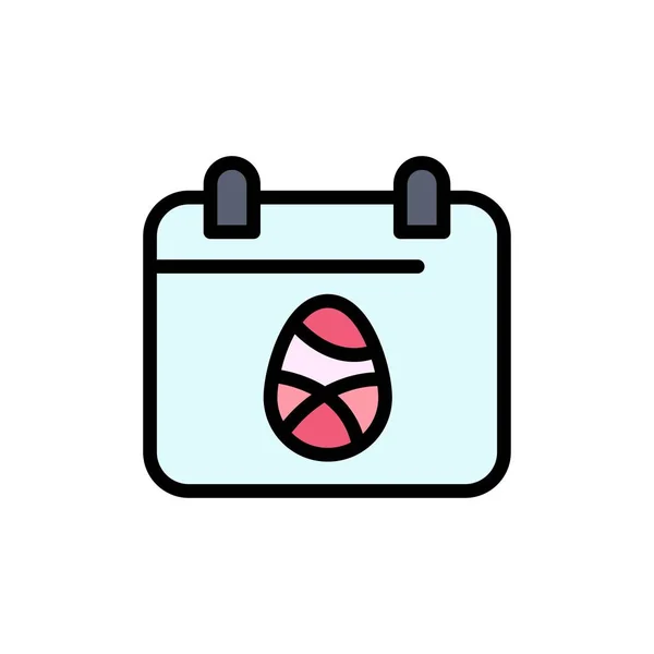 Ημερολόγιο, αυγό, Πάσχα, ημέρα επίπεδη χρώμα Icon. Σύμβολο διανυσματικού πλαισίου — Διανυσματικό Αρχείο