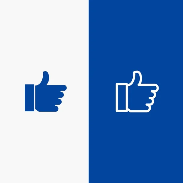 Hand, like, vote, love line und glyph solid icon blue banner lin — Stockvektor