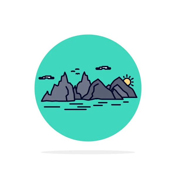 Montanha, colina, paisagem, natureza, precipício Flat Color Icon Vector — Vetor de Stock