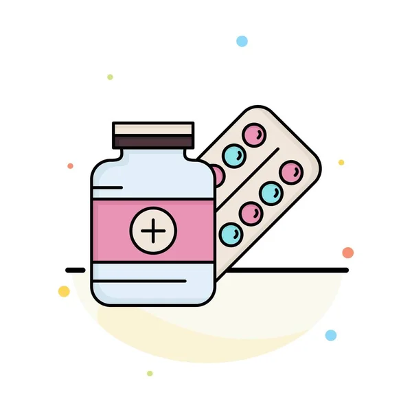 Medicina, pillola, capsula, farmaci, compressa Flat Color Icon Vector — Vettoriale Stock