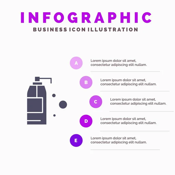 Cleaning, Detergent, Product Solid Icon Infographics 5 Steps Pre — Stock Vector