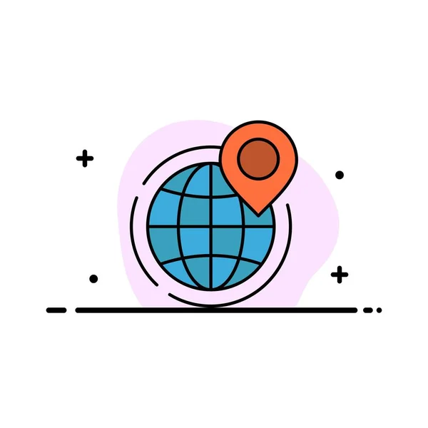 Globe, Entreprise, Global, Bureau, Point, World Business Flat Lin — Image vectorielle