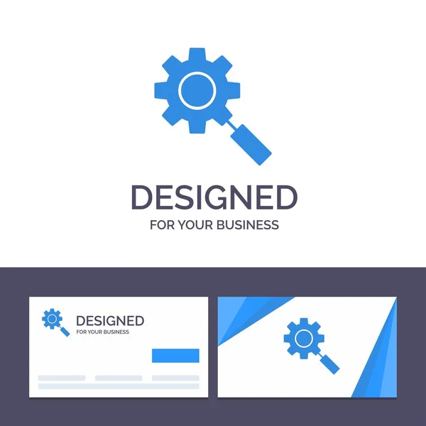 Creative visitekaartje en logo template zoeken, onderzoek, Gear, — Stockvector