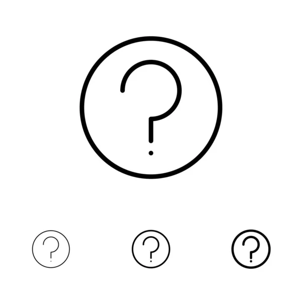 Základní, Nápověda, uživatelské rozhraní, označení tučného písma a tenké černé čáry, sada ikon — Stockový vektor