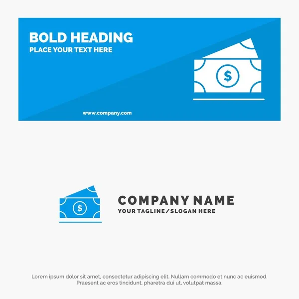 Dollaro, Soldi, Americano, Usa SOlid Icona Sito web Banner and Busin — Vettoriale Stock