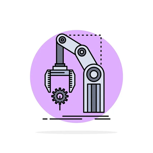 Automatizace, továrna, ručička, mechanismus, plochý barevný symbol ve — Stockový vektor